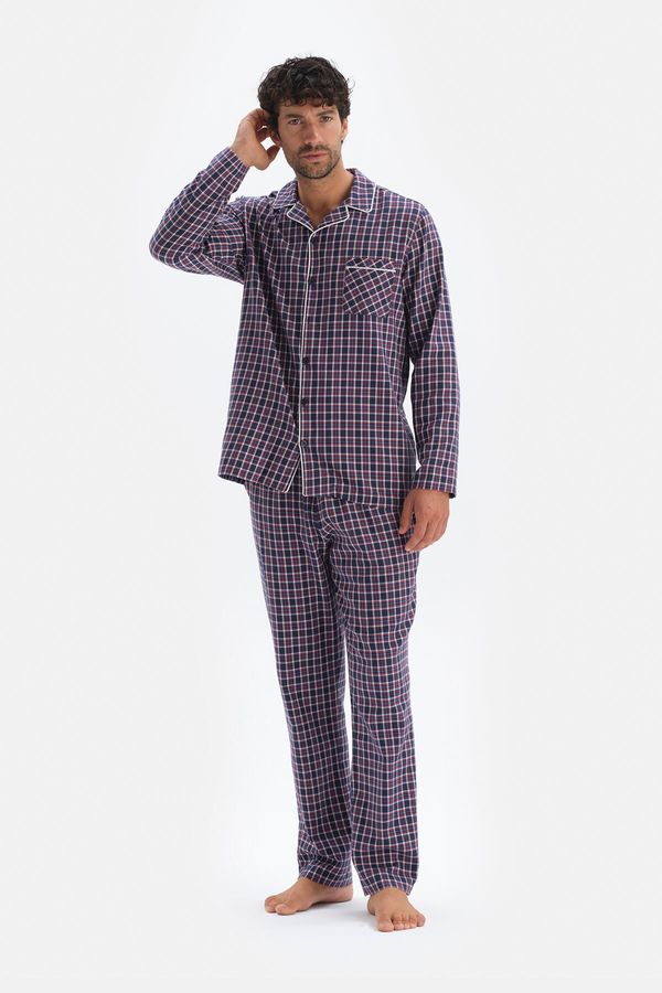 Dagi Dagi Navy Blue Plaid Pajama Set