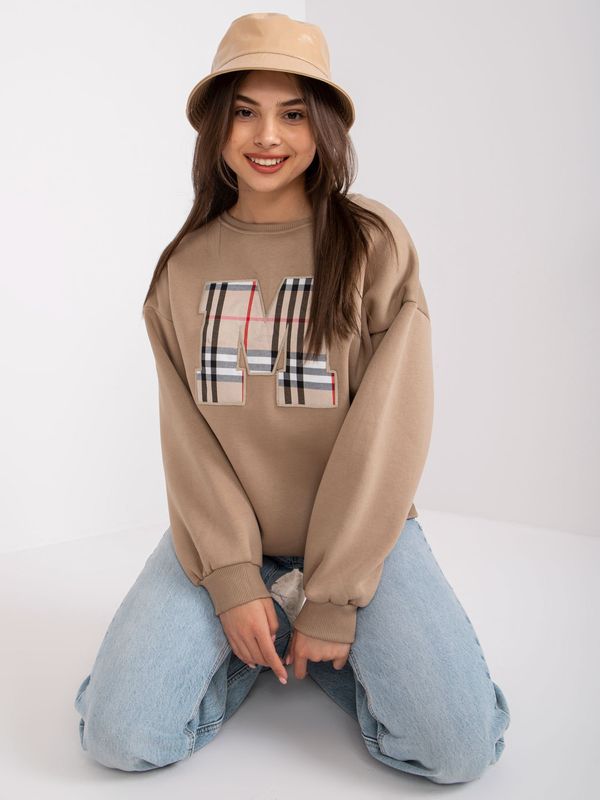 Fashionhunters Dark Beige Oversized Women's Elise Sweatshirt