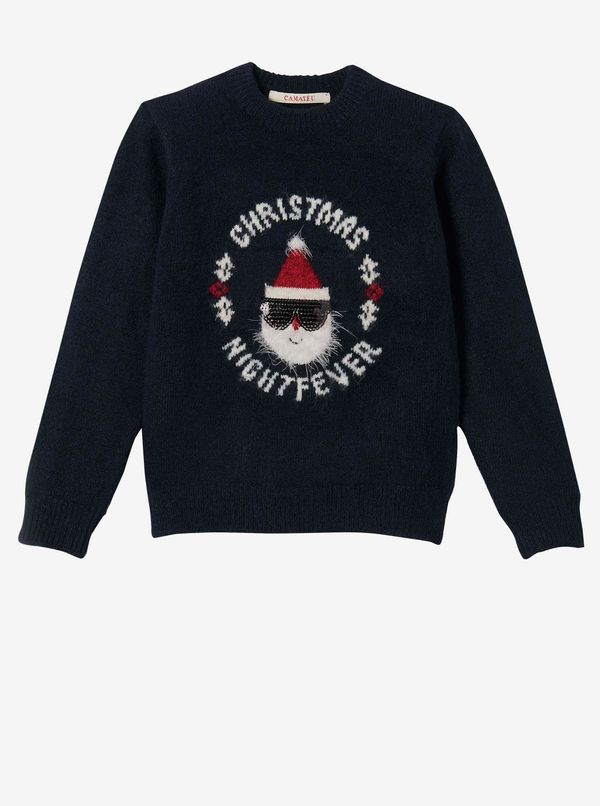 CAMAIEU Dark blue girly sweater with Christmas motif CAMAIEU - Girls