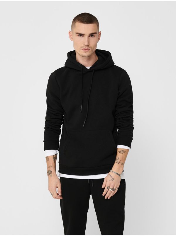 Only Dark blue mens basic hoodie ONLY & SONS Ceres - Men