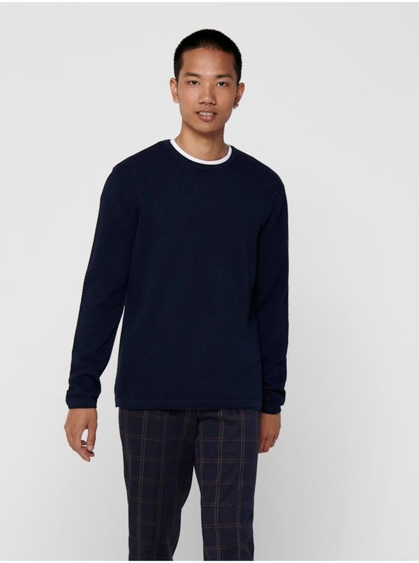 Only Dark blue men's basic sweater ONLY & SONS Panter - Men's