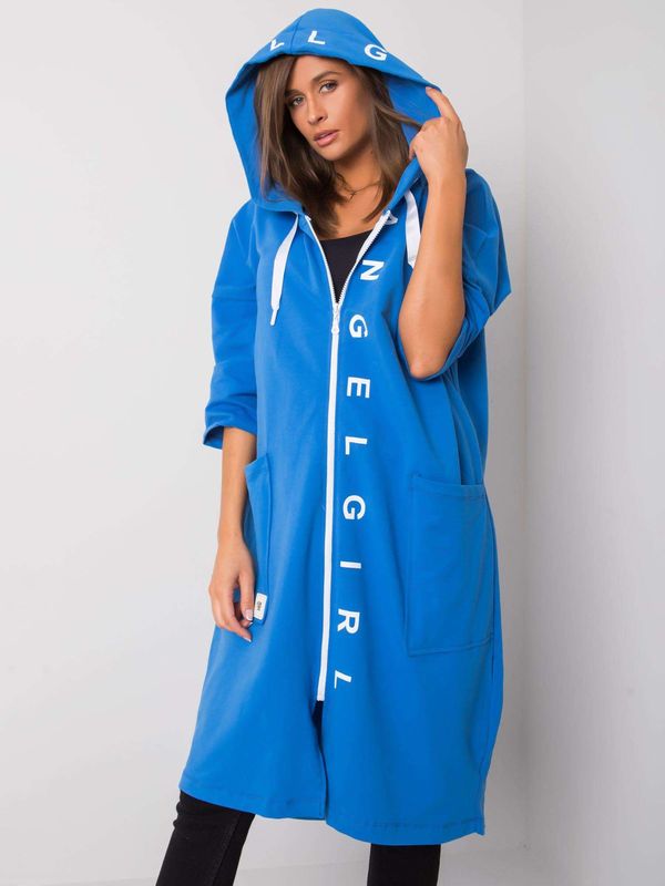 Fashionhunters Dark blue zippered sweatshirt