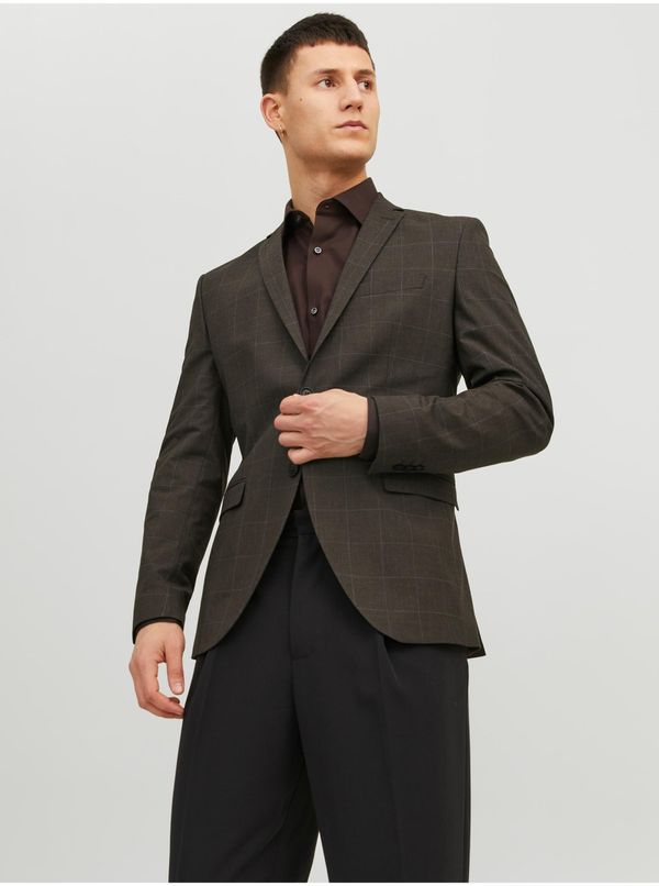 Jack & Jones Dark brown men's checkered blazer Jack & Jones Solaris - Men's