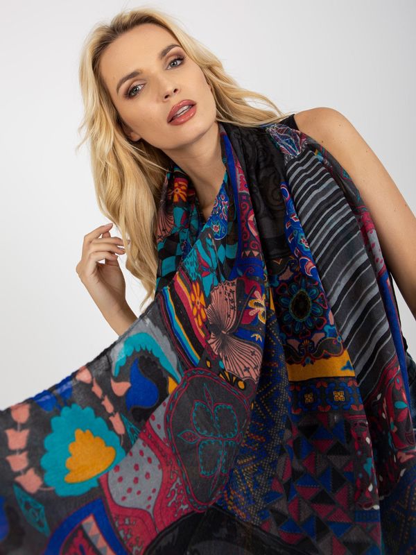 Fashionhunters Dark grey women's viscose scarf