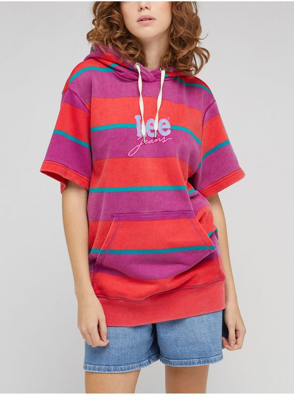 Lee Dark Pink Ladies Striped Short Sleeve Sweatshirt Lee - Women