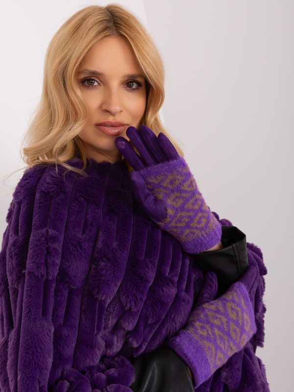 Fashionhunters Dark purple two-piece gloves