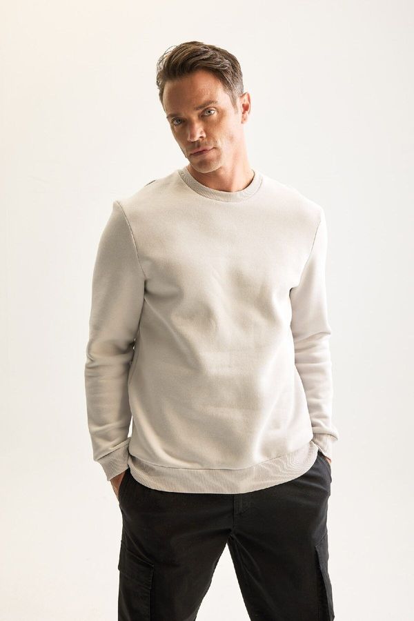 DEFACTO DEFACTO 3 Thread Cotton Raised Polar Fleece Regular Fit Crew Neck Thick Sweatshirt