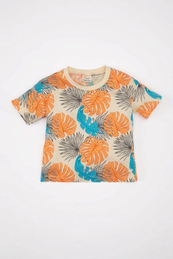 DEFACTO DEFACTO Baby Boy Crew Neck Palm Tree Patterned Short Sleeve T-Shirt