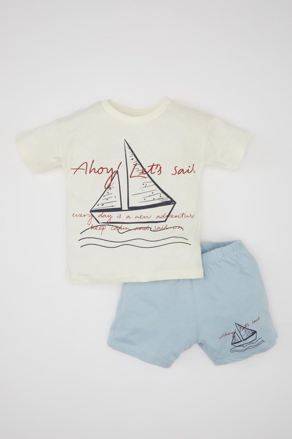 DEFACTO DEFACTO Baby Boy Printed Short Sleeve T-shirt Shorts 2-Piece Set
