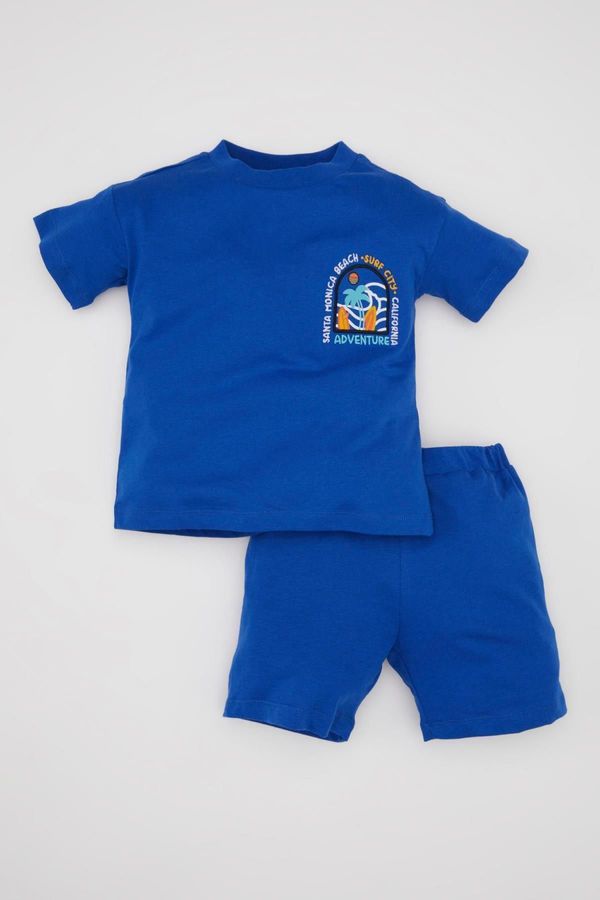 DEFACTO DEFACTO Baby Boy Printed Short Sleeve T-Shirt Shorts Combed Cotton 2-Piece Set