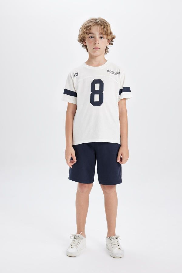 DEFACTO DEFACTO Boy 2-Piece Set Bike Neck Printed Short Sleeve T-Shirt Shorts