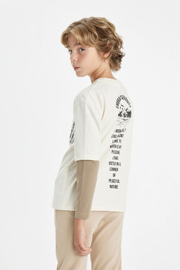 DEFACTO DEFACTO Boy Oversize Fit Crew Neck Back Printed Long Sleeve T-Shirt