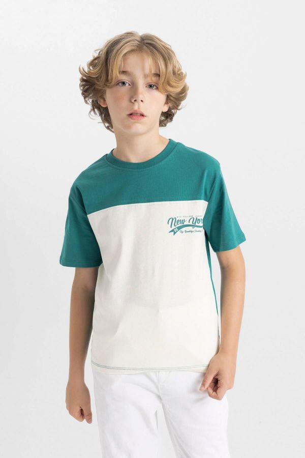 DEFACTO DEFACTO Boy's Crew Neck Color Blocked Short Sleeve T-Shirt