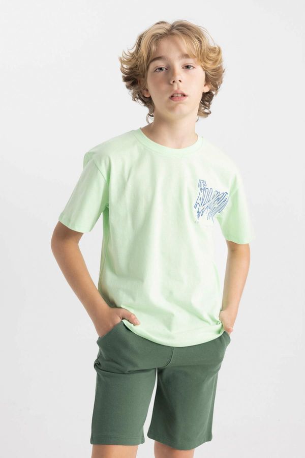 DEFACTO DEFACTO Boy's Crew Neck Printed Short Sleeve T-Shirt