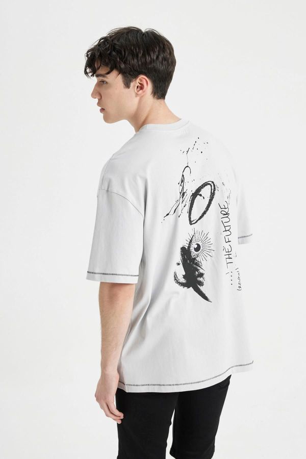 DEFACTO DEFACTO Comfort Fit Crew Neck Back Printed Short Sleeve T-Shirt