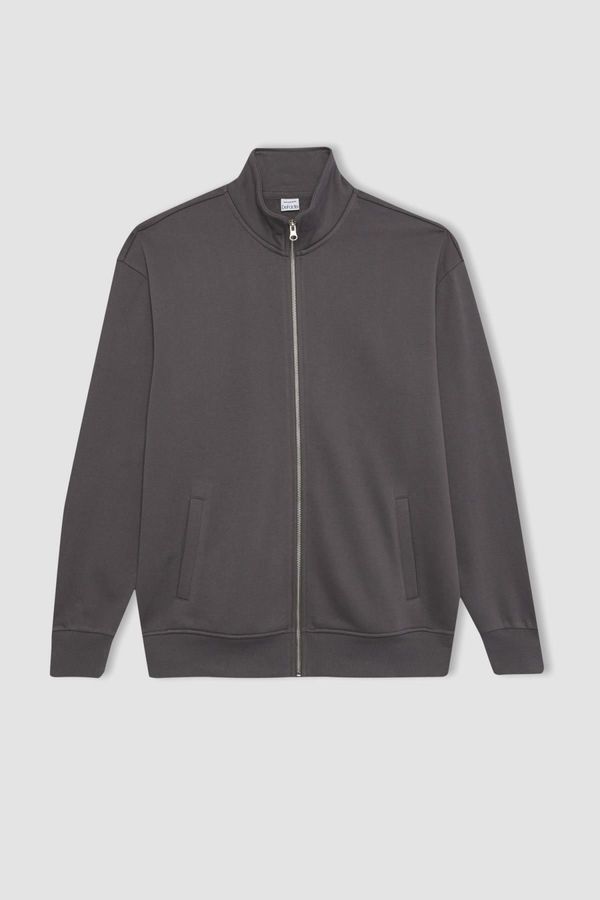 DEFACTO DEFACTO Comfort Regular Fit Casual Fit Stand Collar Zippered Sweatshirt