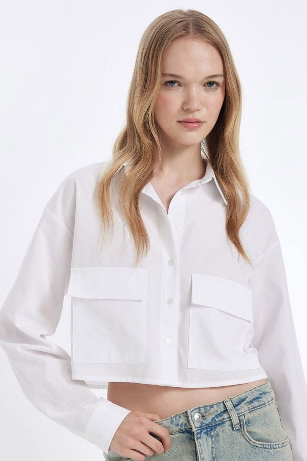 DEFACTO DEFACTO Cool Oversize Wide Fit Pocket Poplin Long Sleeve Shirt