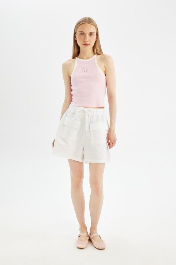 DEFACTO DEFACTO Cool Relax Fit Normal Waist Short Leg Linen Blend Shorts