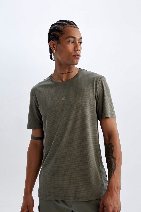 DEFACTO DEFACTO Fit Slim Fit Crew Neck Printed Sports Short Sleeve T-Shirt
