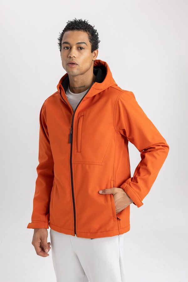 DEFACTO DEFACTO Fit Softshell Jacket Water Repellent Windproof Hooded Zippered Pocket