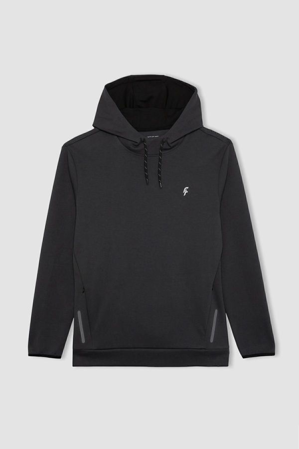 DEFACTO DEFACTO Fit Standard Fit Hooded Printed Pocket Sweatshirt