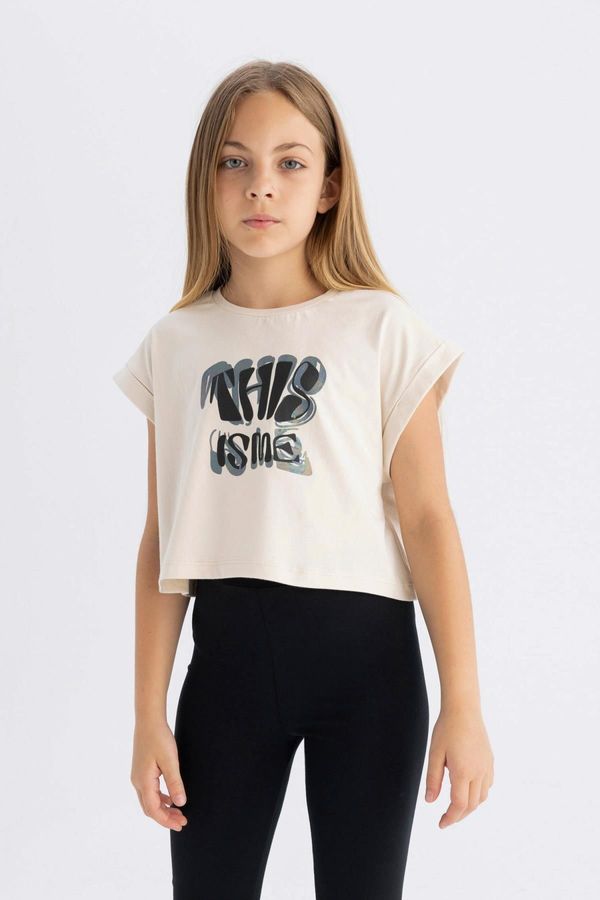 DEFACTO DEFACTO Girl's Crew Neck Printed Short Sleeve T-Shirt