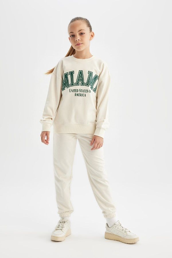DEFACTO DEFACTO Girls Printed Elastic Waist Leg Pocket Jogger School Sweatpants
