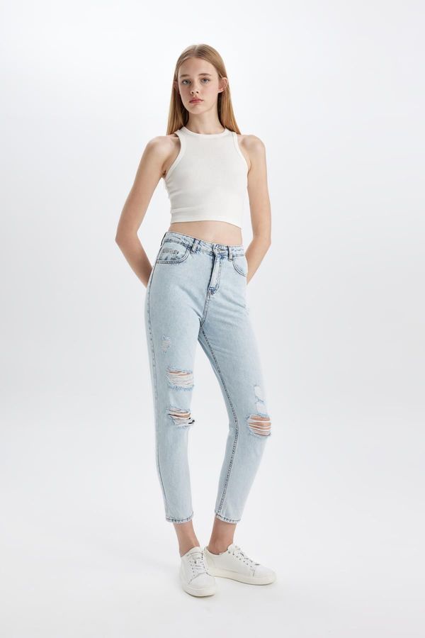 DEFACTO DEFACTO Lina Mom Fit High Waist Ankle Length Jean Washed Trousers