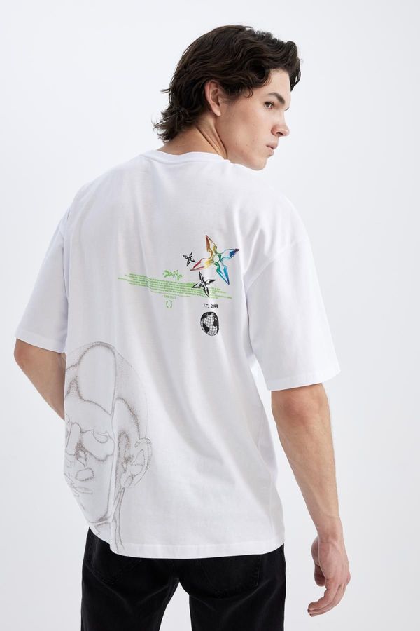 DEFACTO DEFACTO Oversize Fit Crew Neck Back Printed Short Sleeve T-Shirt