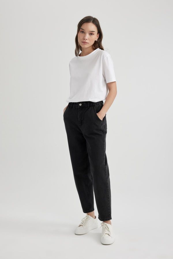 DEFACTO DEFACTO Paperbag High Waist Light Straight Leg Ankle Length Jean Trousers