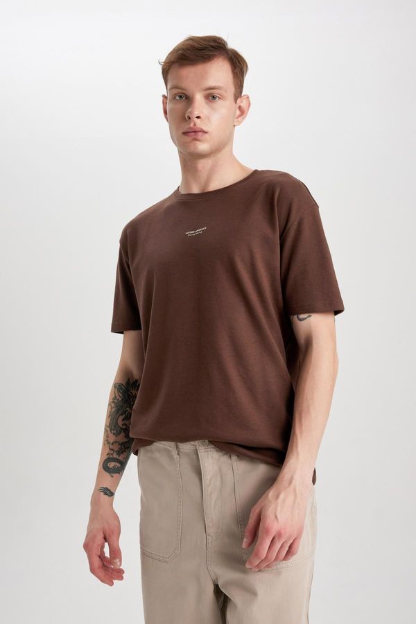 DEFACTO DEFACTO Regular Fit Crew Neck Printed Short Sleeve Heavy Fabric T-Shirt