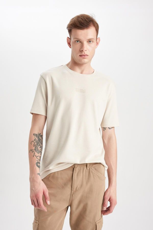 DEFACTO DEFACTO Regular Fit Crew Neck Printed Short Sleeve Heavy Fabric T-Shirt