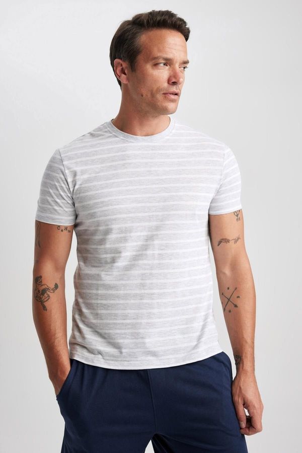 DEFACTO DEFACTO Regular Fit Crew Neck Striped Short Sleeve Pajama Top