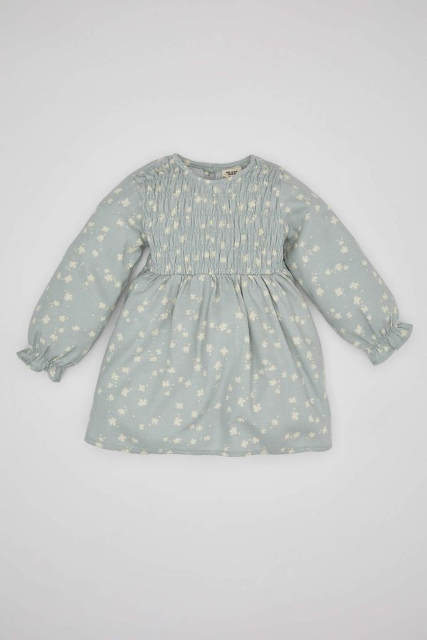 DEFACTO DEFACTO Regular Fit Flower Long Sleeve Woven Dress