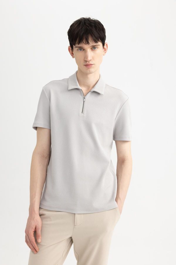 DEFACTO DEFACTO Regular Fit Zipper Collar Short Sleeve Polo T-Shirt