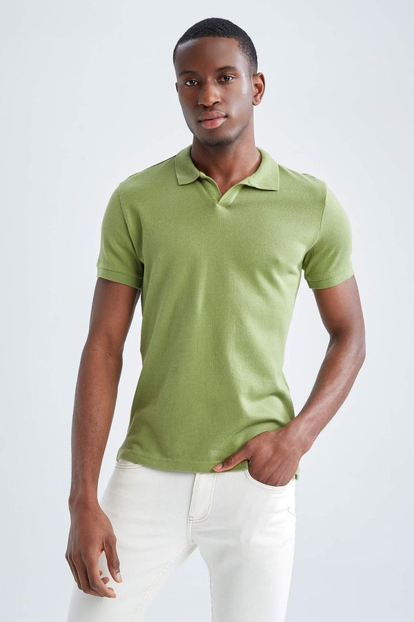 DEFACTO DEFACTO Slim Fit Polo vrat Osnovna pletenina Majica kratkih rukava