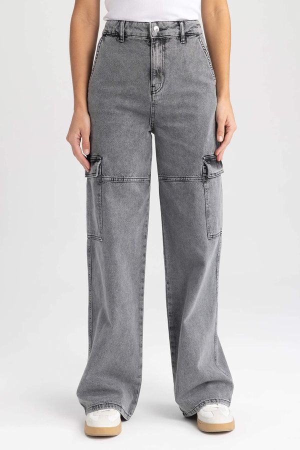 DEFACTO DEFACTO Straight Fit Cargo Jean duge hlače