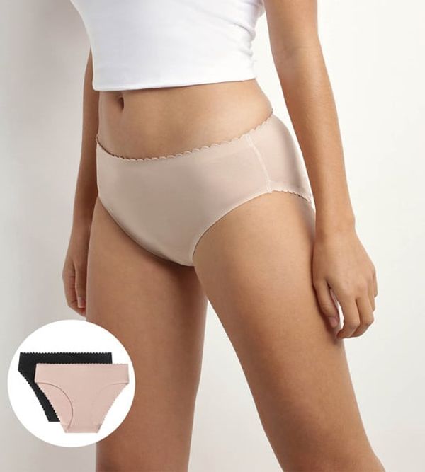 DIM DIM BODY TOUCH MIDI BRIEF 2x - Women's socks 2 pcs - black - beige