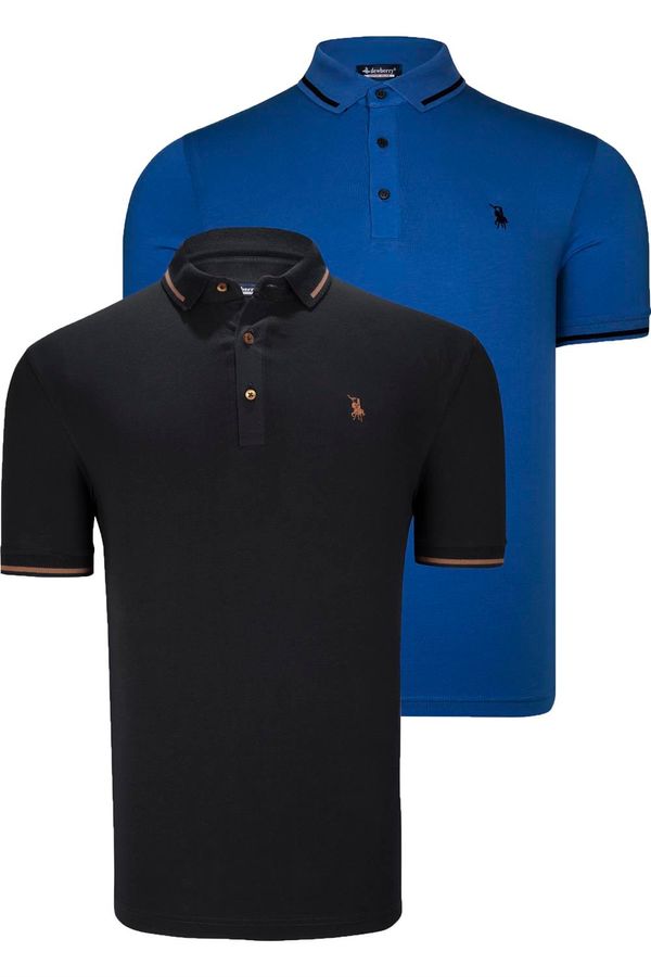 dewberry DOUBLE SET T8586 DEWBERRY MEN'S T-SHIRT-BLACK-SAKS