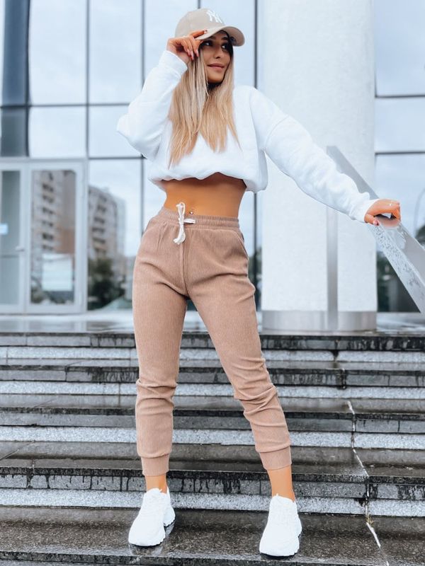 DStreet Dresowe spodnie damskie MARIE kamelowe Dstreet