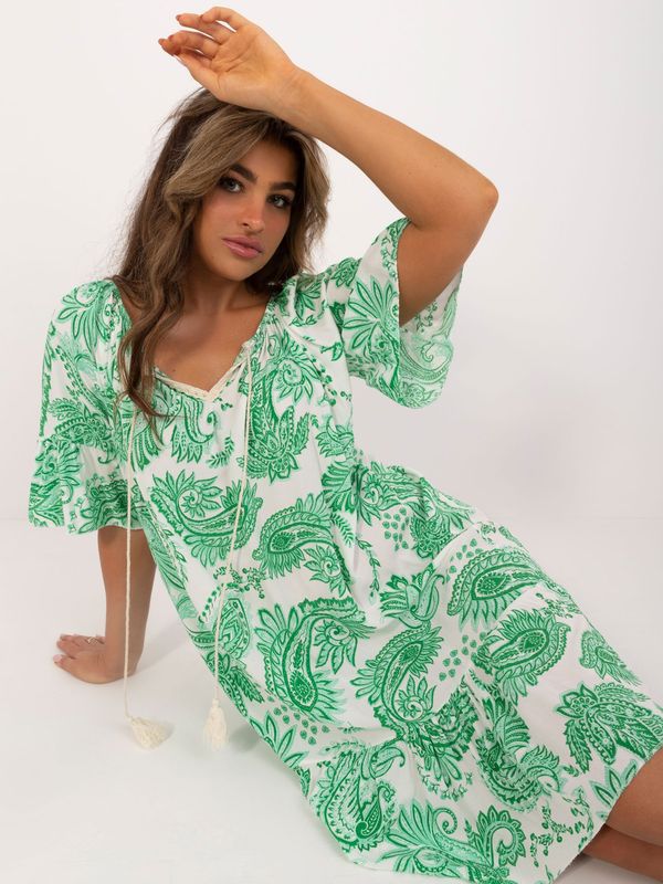 Italy Moda Dress-DHJ-SK-85808.16-white-green