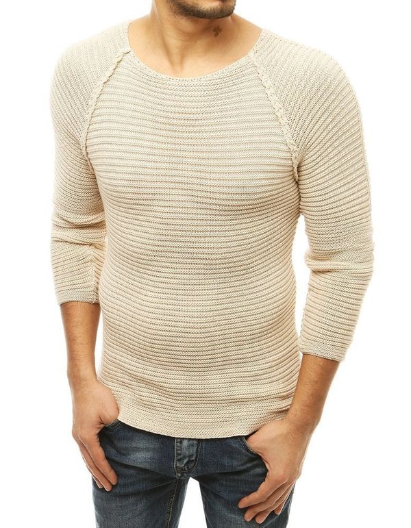 DStreet DStreet Sweter męski wkładany przez głowę beżowy