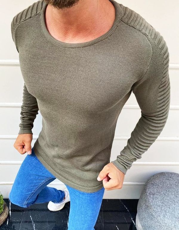 DStreet DStreet Sweter męski wkładany przez głowę khaki