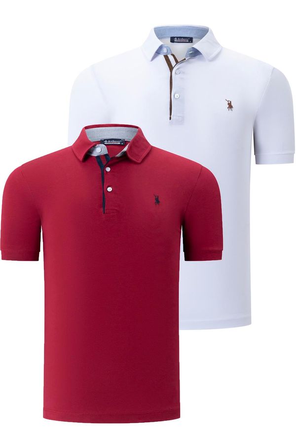 dewberry DVOSTRUKI SET T8582 ROSA MUŠKA MAJICA-BIJELO-TAMNOCRVENA