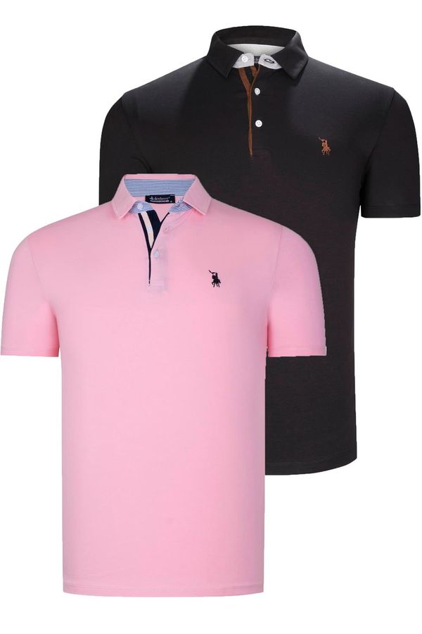 dewberry DVOSTRUKI SET T8582 ROSA MUŠKA MAJICA-CRNO-RUŽIČASTA