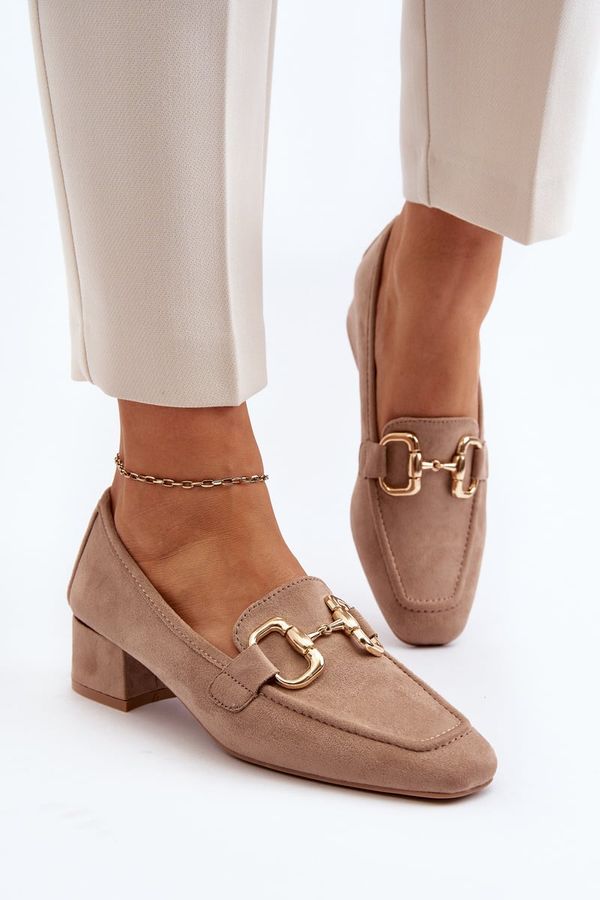 FB1 FB1 Low Heel Court Shoes with Ornament Beige Dolvira
