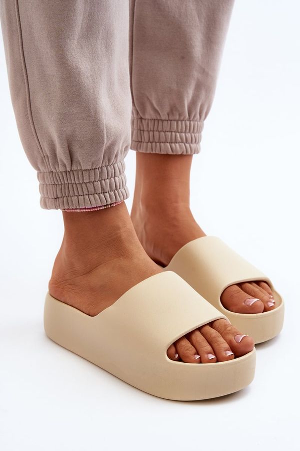 FB3 FB3 Women's Thick Sole Beige Slides Oreithano