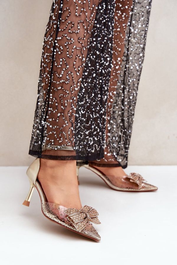 FG2 FG2 Embellished Heels With Bow Golden Laviri