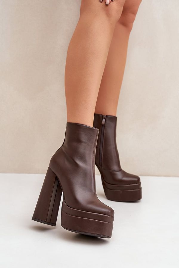 FS1 FS1 Boots On Massive Platform And Heel Insulated Chocolate Selahra