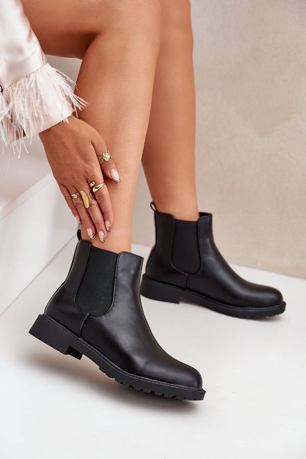 FS1 FS1 Women's Ankle Boots With Flat Heel Black Selanna